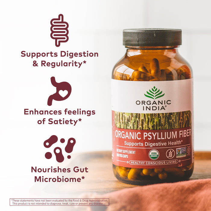 Organic psyllium fiber capsules for digestive health