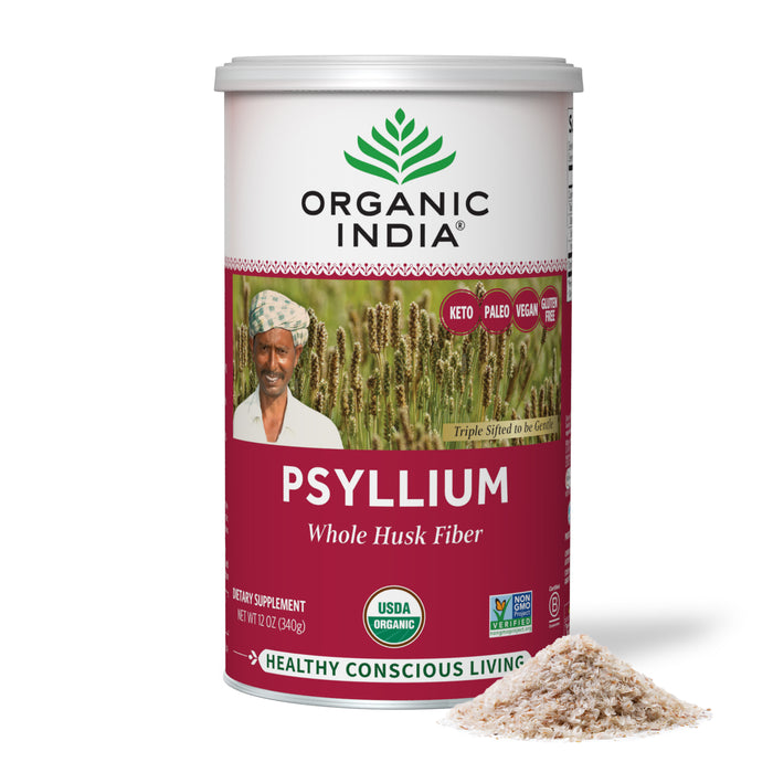 Organic Psyllium Whole Husk Fiber, 12oz, vegan, gluten-free.