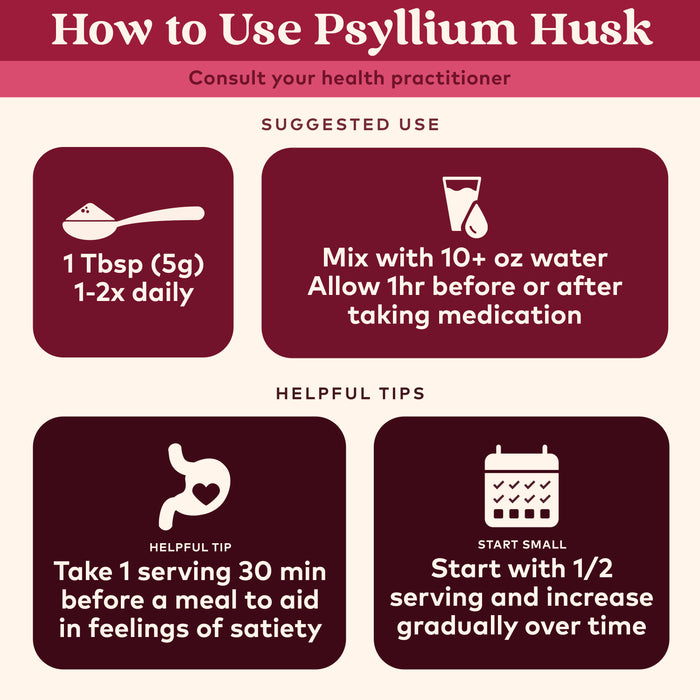 Organic Psyllium Whole Husk Fiber, 12oz, vegan, gluten-free, use guidelines 1 tbsp in water, smoothies, oats and more!