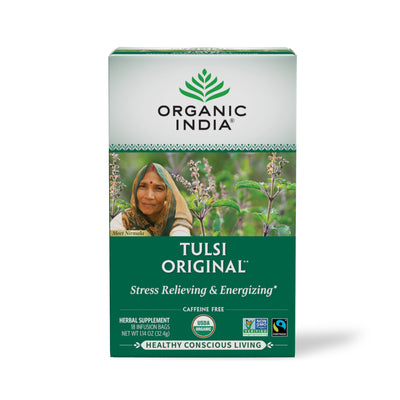 Organic Tulsi Original Tea, 18 Count, Caffeine-Free, Holy Basil Infusion, Fairtrade