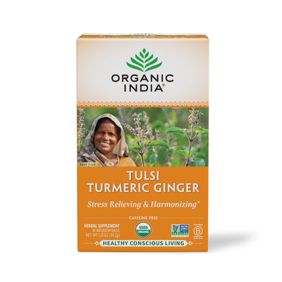 Organic Tulsi Turmeric Ginger Tea, 18 Count, Caffeine-free