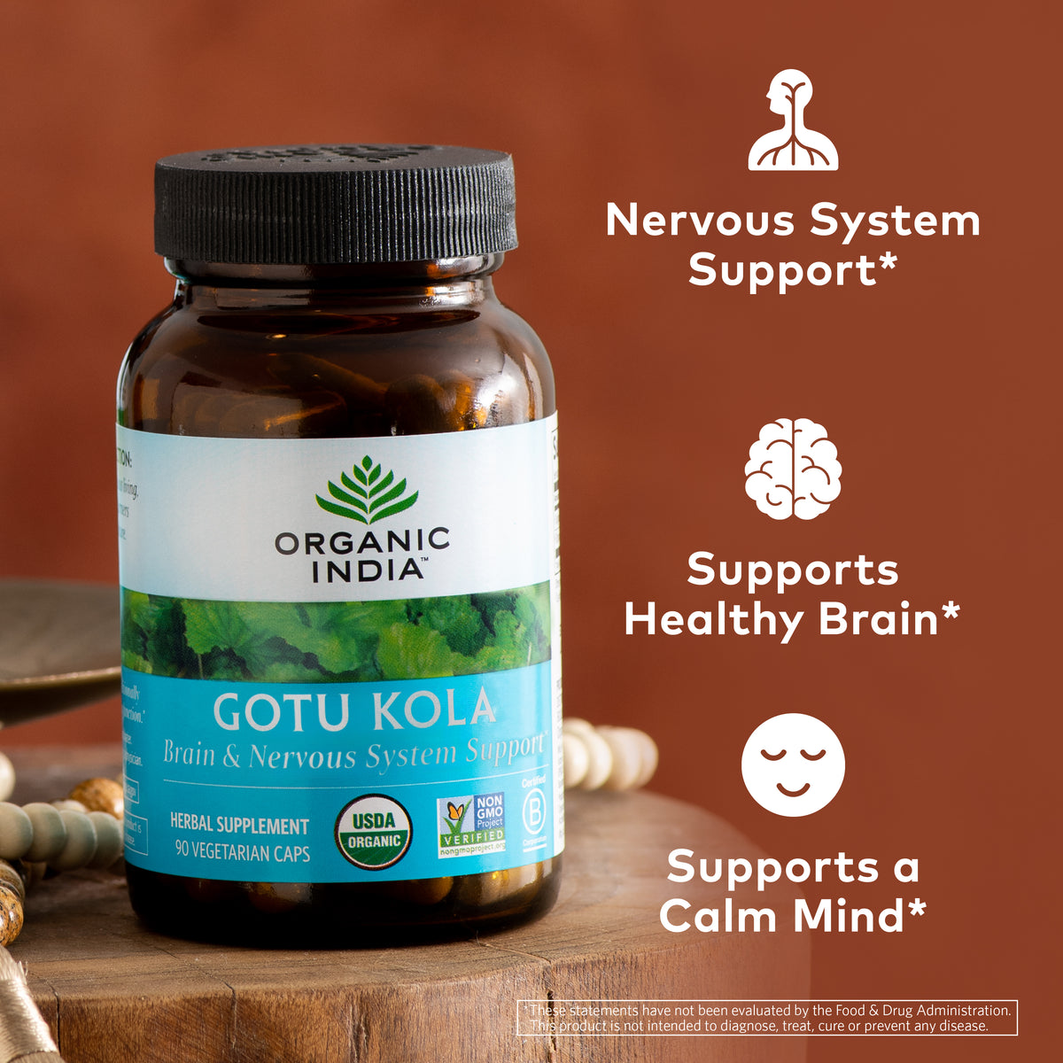 gotu kola glutathione ORGANIC INDIA Herbal Supplement - Adaptogen for Brain & Nervous System Support, Vegan, Gluten-Free, Kosher, USDA Certified Organic, Non-GMO, Calming, Mental Clarity Gotu Kola