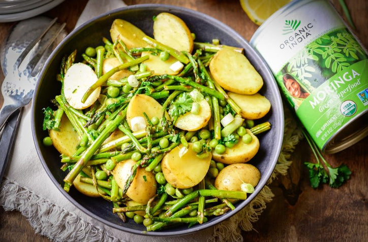 Warm New Potato Salad with Moringa Vinaigrette