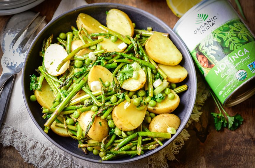 Warm New Potato Salad with Moringa Vinaigrette