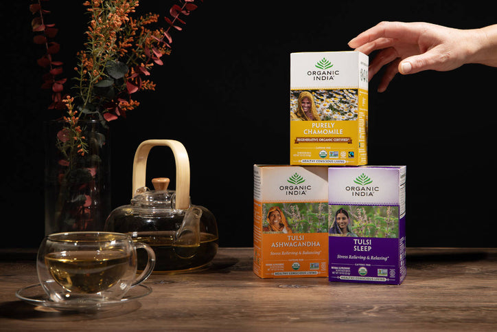 organic india organic tea boxes