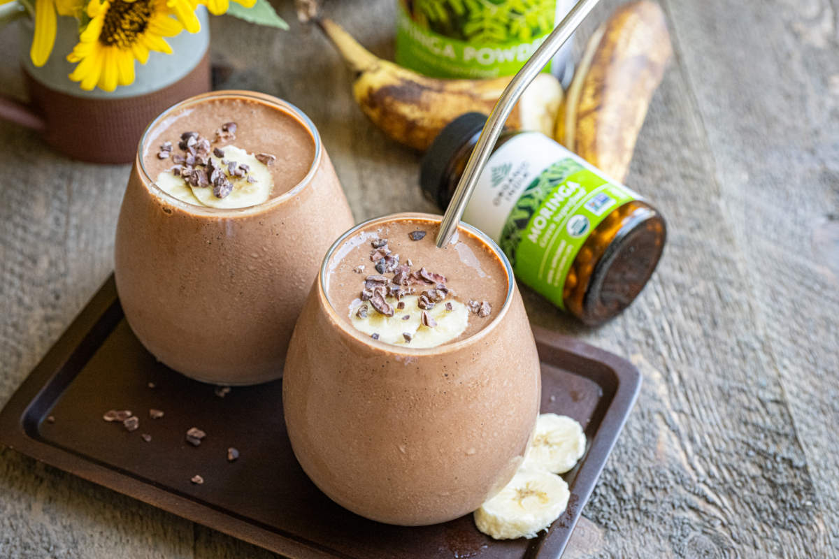 Chunky Monkey Moringa Smoothie with Cacao and PB