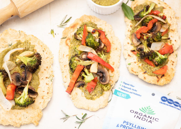 Herbed Flatbread with Pesto and Roasted Veggies