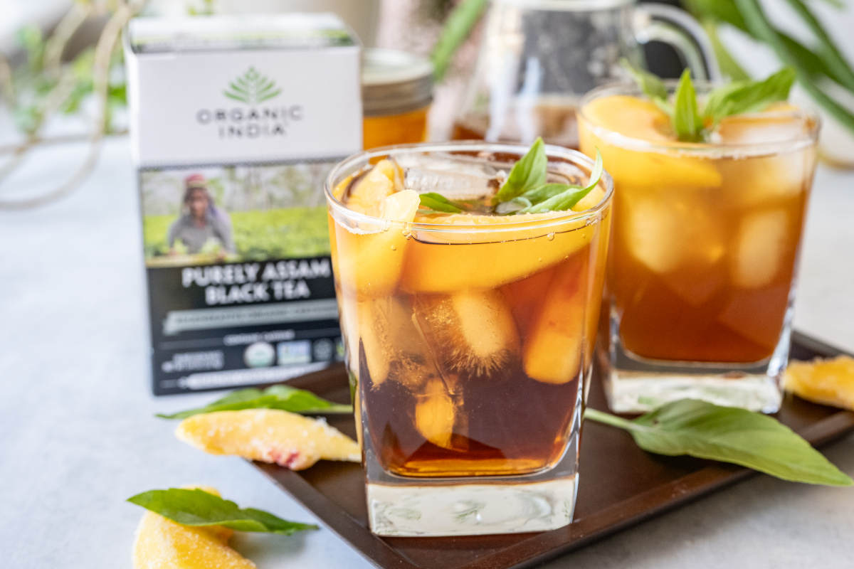 Organic Iced Tea with Peach and Basil Recipe