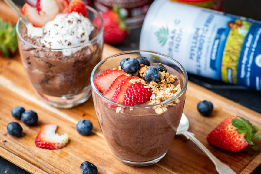 Psyllium Chocolate Pudding with Cherries