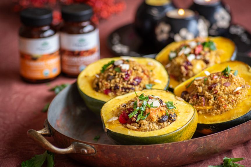 Stuffed Acorn Squash with Cranberry Quinoa