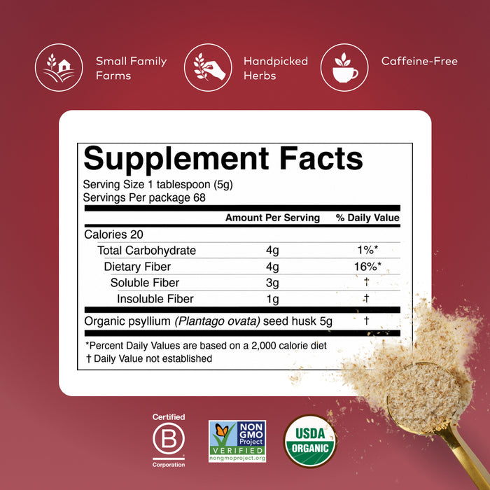 organic psyllium whole husk fiber supplement facts