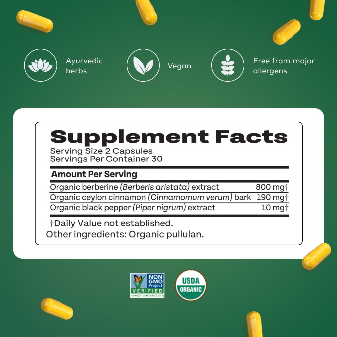 Berberine Plus Ceylon Cinnamon Capsules for Metabolic Wellness*