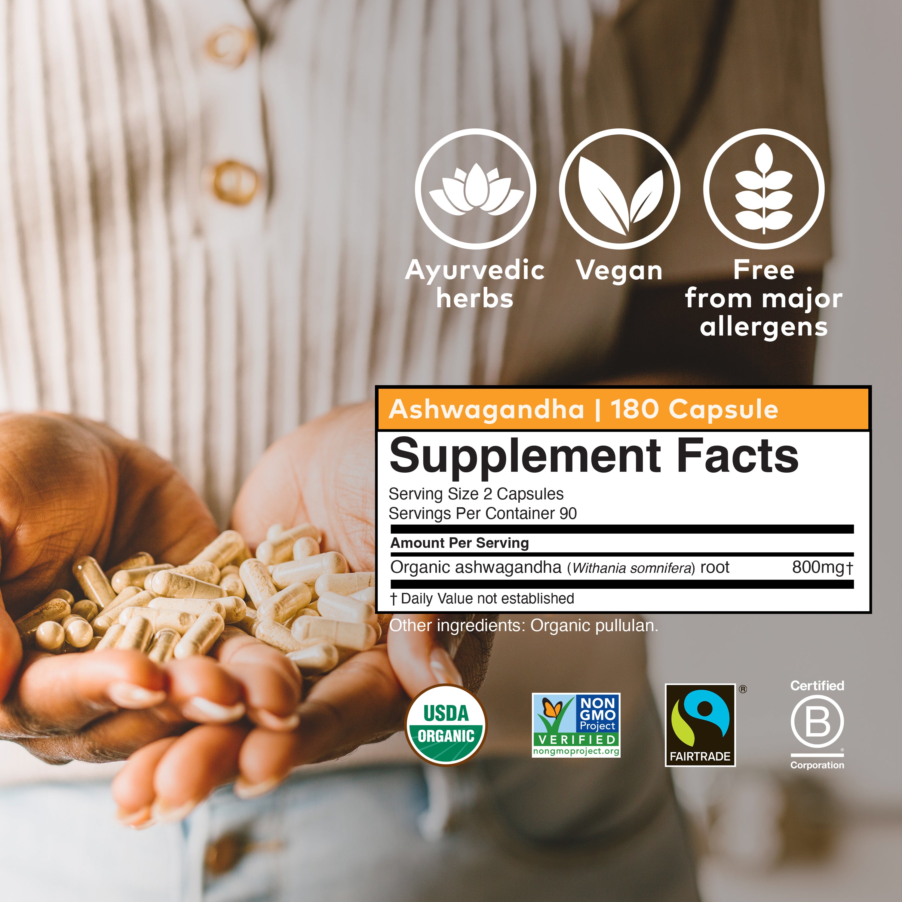 Fairtrade® Certified Organic Ashwagandha Root Capsules