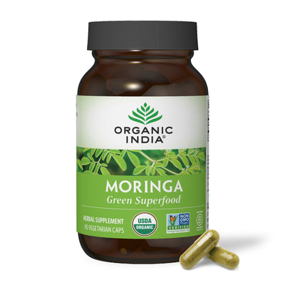 Organic Moringa Supplement, 90 Count Green Superfood Capsules