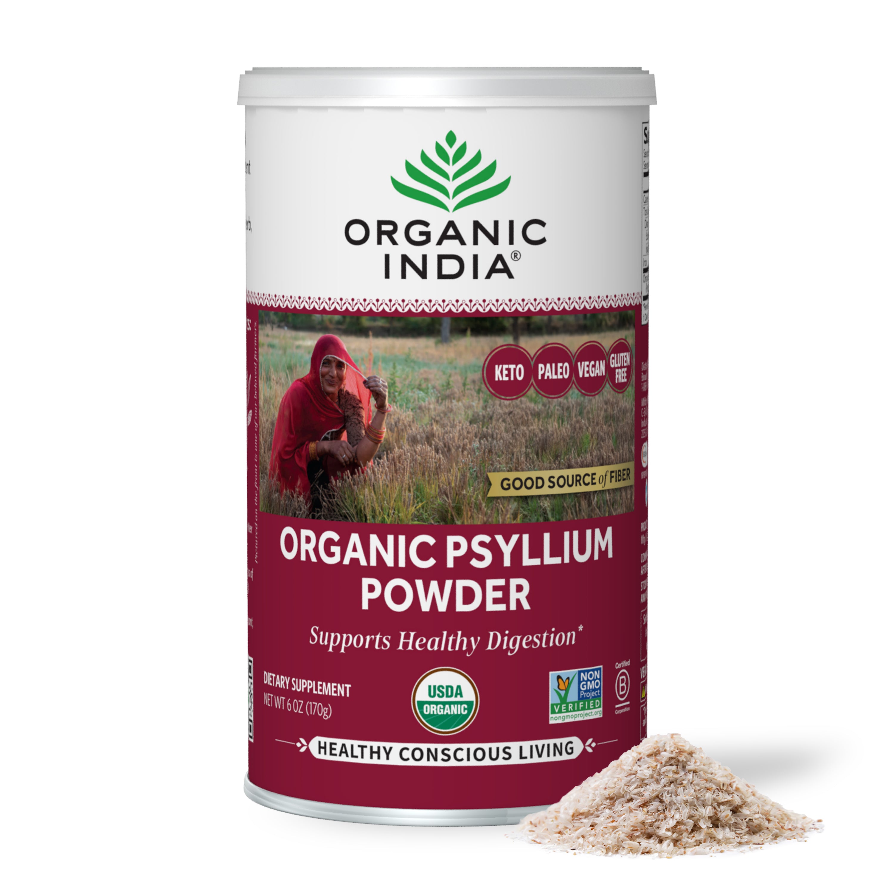 Organic psyllium powder canister