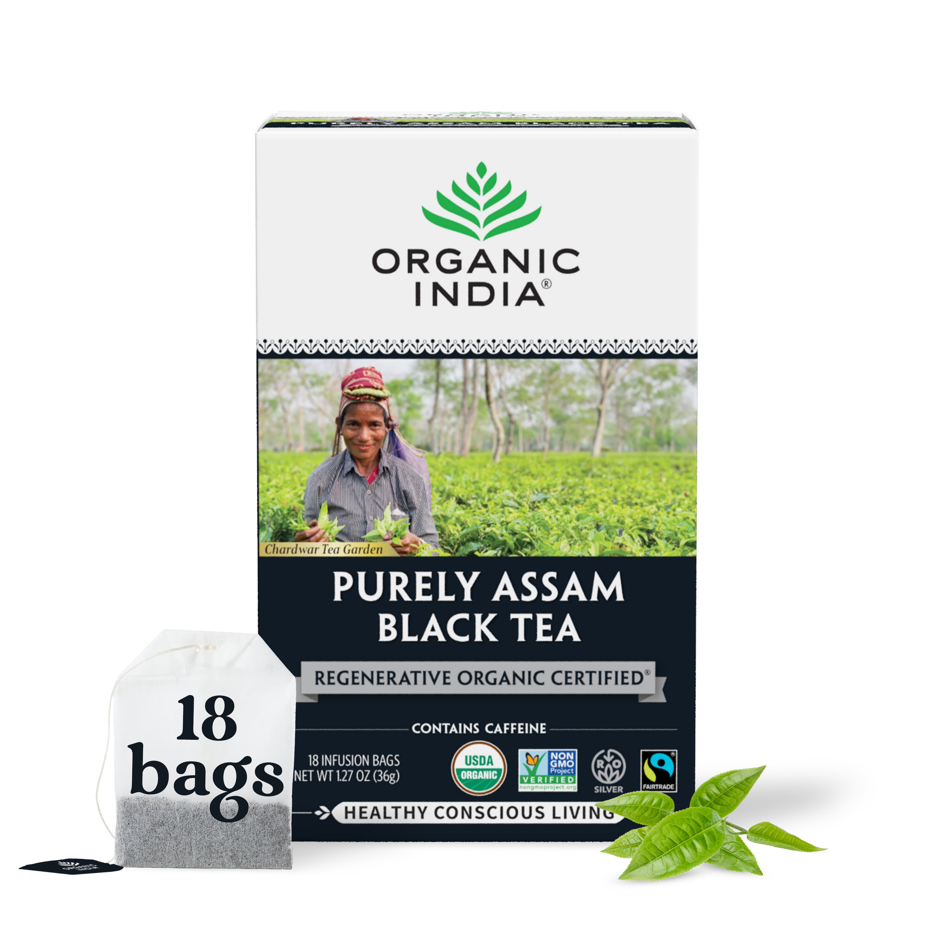 black tea for plants Organic India, Purely Assam Black Tea
