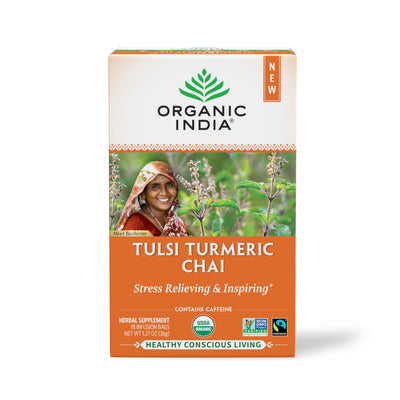 Organic Tulsi Turmeric Chai Tea, 18 Count, Caffeine