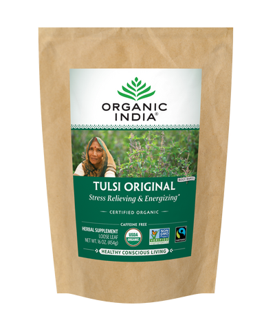 Organic Tulsi Loose Leaf, 1lb Bag, Caffeine-Free, Adaptogen, Holy Basil Infusion