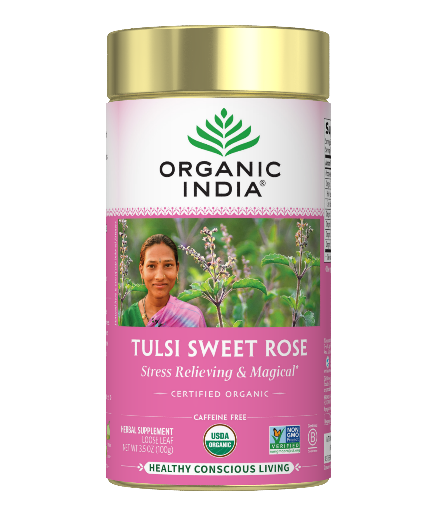 Organic Tulsi Sweet Rose Tea, Loose Leaf Canister